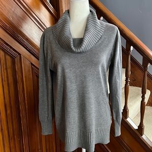 Gray Longer Cowl Neck Gray Sweater Sz M